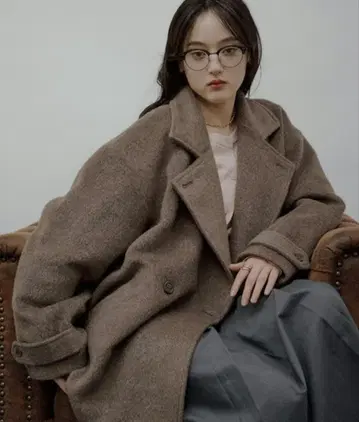 택 포함 새상품 뮤에타 샤기 하프 코트 브라운 S