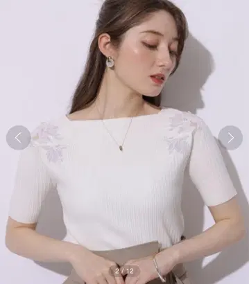 Apuweiser-riche 래글런 비쥬 자수 니트