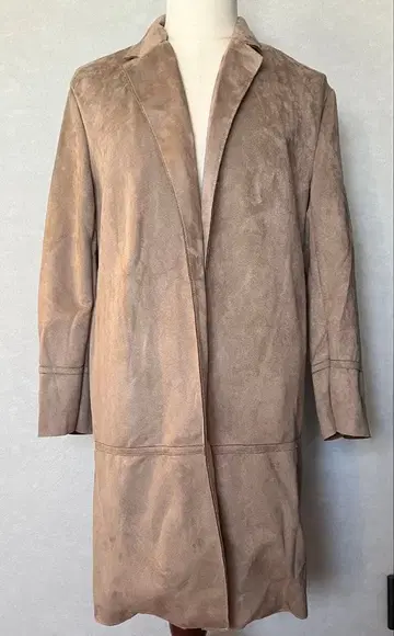 새상품 ZARA 베이지 스웨이드풍 롱 코트 M