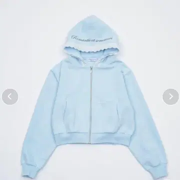 Smyeon 레이스 컴팩트 지퍼 후디 스카이블루 라이트 블루 후드티