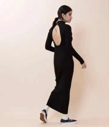 SeaRoomlynn 하이넥 패드in 리브 니트 원피스 블랙 M