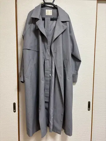Ray Cassin 그레이 트렌치코트/롱 코트 벨트 고리 포함