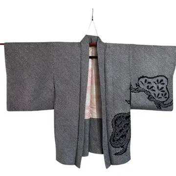 총 시보리 겉옷 순수 실크 블랙