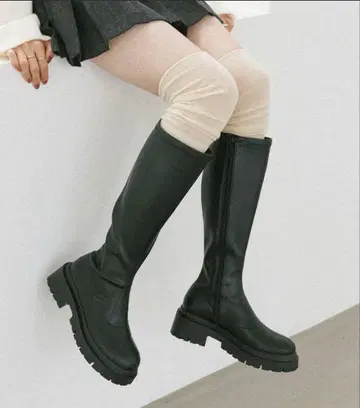 Heather 스트레치 롱 부츠 통굽