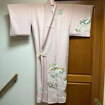 연한 핑크 호몬기 꽃무늬 자수