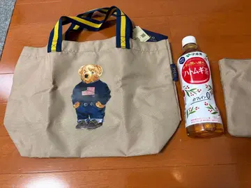 곰 자수 베이지 토트백 파우치 포함