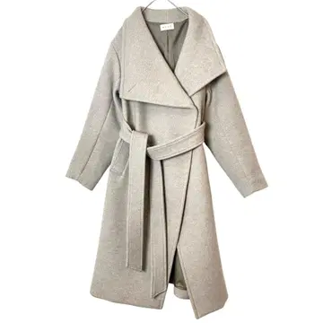 플라스테 울 블렌드 카르제 퍼널 넥 코트 여배우 옷깃 무지 심플 그레이