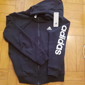 미사용 adidas 블랙/화이트 후드티 M 사이즈