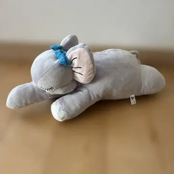 그레이 코끼리 봉제 인형 파란 리본 이치하라 코끼리 왕국