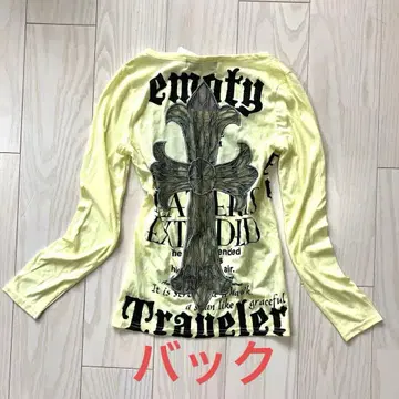 y2k 00s 다크 코어 헤이세이 갸루 영문 롱T 피치T 크로스 그런지