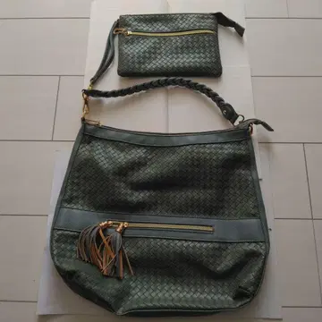 그린 뜨개질 디자인 숄더백