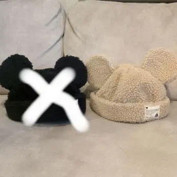 미키마우스 귀달이 플리스 모자 (베이지)