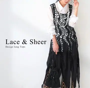 완판템*antiqua*모드 레이어드 레이스 시어 탑 블랙