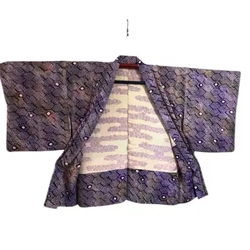 순수 실크 총 조임 겉옷 보라색 얼룩 염색