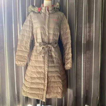 아디다스 adidas 후드 부착 베이지 롱 다운 자켓