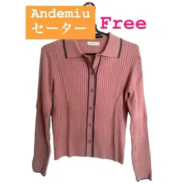 Andemiu 핑크 긴팔 스웨터 Free