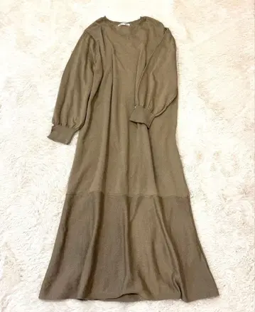 Hina style 베이지 니트 맥시 롱 원피스 펄 포함 LL