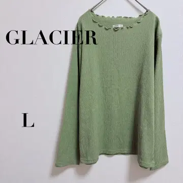 그라시아 스캘럽 넥 긴팔 티셔츠 여성용 그린 L