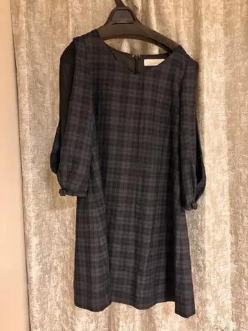 31 Sons de mode 7부 소매 미니 원피스 그레이 체크 무늬