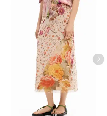 데시구알 패치워크 미디 스커트 꽃무늬 사이즈 XL 파워넷