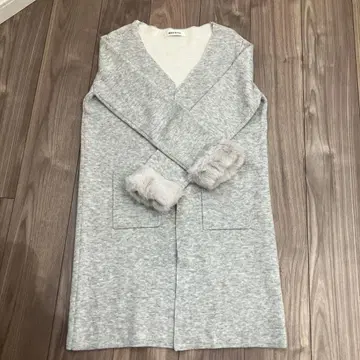 MISCH MASCH 플리스 포함 롱 가디건 그레이