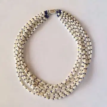 담수 진주 & 라피스 라줄리 연 목걸이