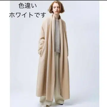 새상품 에부르 알파카 롱 코트 화이트 38 ebure 정가 16.5만