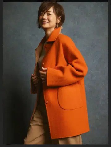 두클라쎄 캐시미어 혼방 울 리버 코트 오렌지