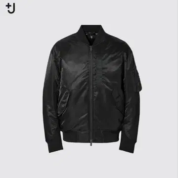 유니클로 +j 하이브리드 다운 오버 사이즈 MA-1 블루종 블랙