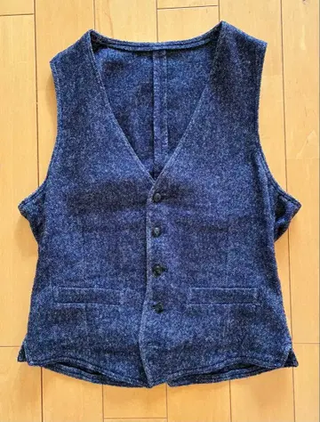 LARDINI 캐시미어 혼방 울 헤링본 베스트 네이비 사이즈 46