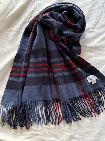 존스톤즈 캐시미어 대형 스톨 퍼플 파이프 새상품급