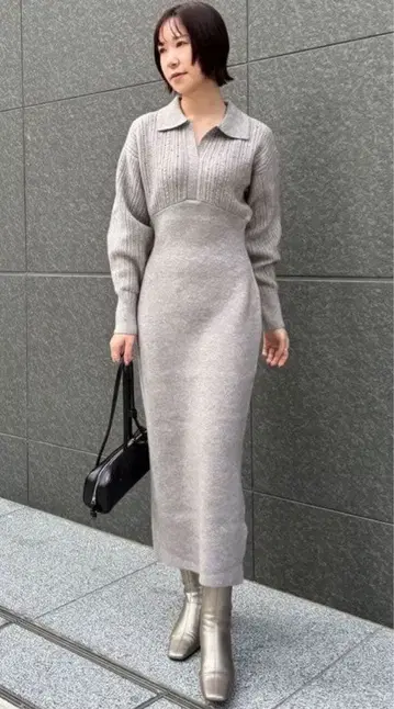 러그나문 케이블 비쥬 I 라인 니트 원피스