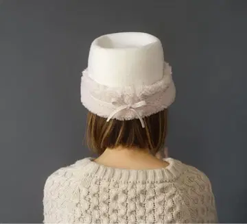 핸드메이드 작가 카와무라 모자 가게 보아털 모자 화이트