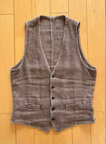 LARDINI 베스트 린넨 브라운 사이즈 46