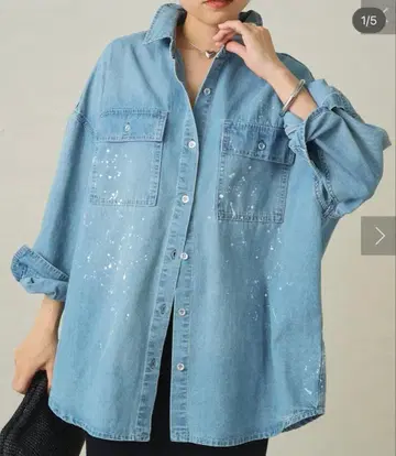 페인트 데님 셔츠 라운지 드레스