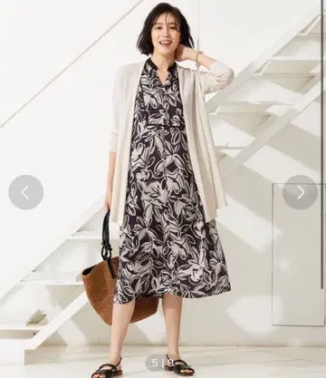 자유구 워셔블! 모노톤 플라워 프린트 원피스 사이즈 32 M 정도