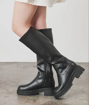 Honeys 통굽 롱 부츠 블랙 24.5~25cm 미끄럼 방지 밑창