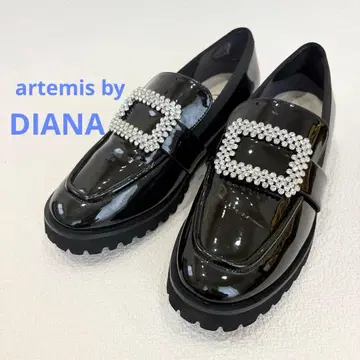 artemis by DIANA 비쥬 버클 통굽 로퍼 블랙 다이애나