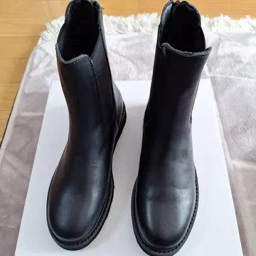 블랙 가죽 첼시 부츠 백 지퍼