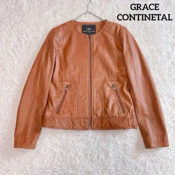 새상품급 그레이스 콘티넨탈 램 가죽 싱글 자켓 브라운 36