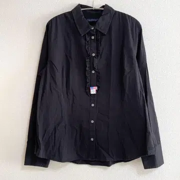 [새상품급] TOMMY HILFIGER 프릴 긴팔 셔츠 XL 블랙 코튼