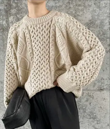 SELECTMOCA by son 빈티지 스타일 케이블 니트