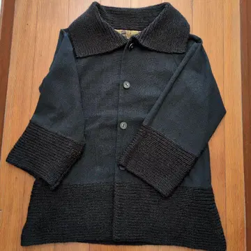 블랙 니트 옷깃 테일러드 자켓