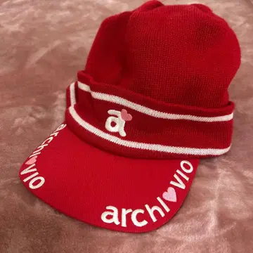 아르키비오 스트라이프 니트 모자 레드
