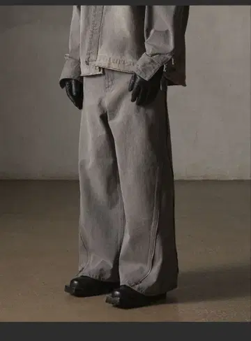 GRANCY 지퍼 디자인 배기 데님 팬츠