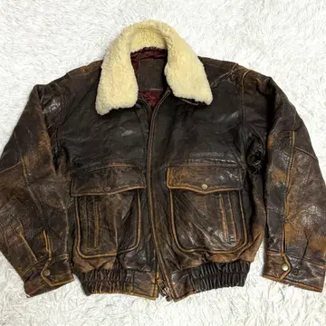 뛰어난 존재감 Vintage G-1 천연 가죽 가죽 자켓 숏 기장