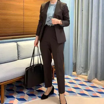 AOKI 아오키 여성용 수트 노카라 크롭 오피카지