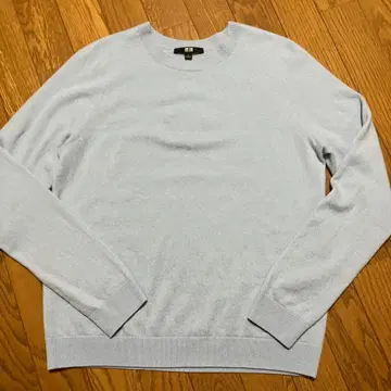 유니클로 캐시미어 크루넥 스웨터 L 라이트 블루 새상품급