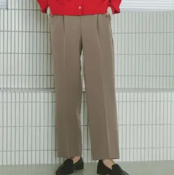 따뜻한 울 실루엣 이지 스트레이트 팬츠 L 모카