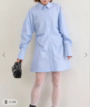 U bySPICK&SPAN 사이드 개더 미니 셔츠 원피스